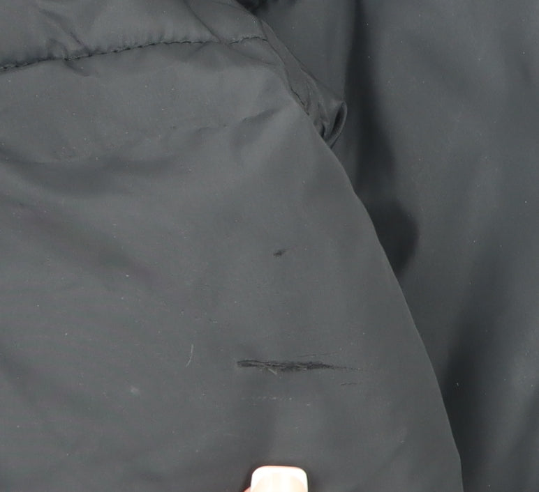 H&M Girls Black Hooded Puffer Jacket 11 Years Winter Coat Polyester Lined