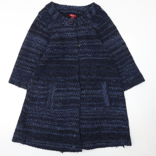 Monsoon Women Blue Chunky Knit Wool Blend Cape Jumper Size 14