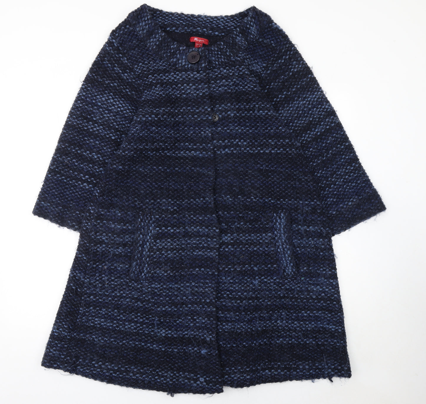 Monsoon Women Blue Chunky Knit Wool Blend Cape Jumper Size 14