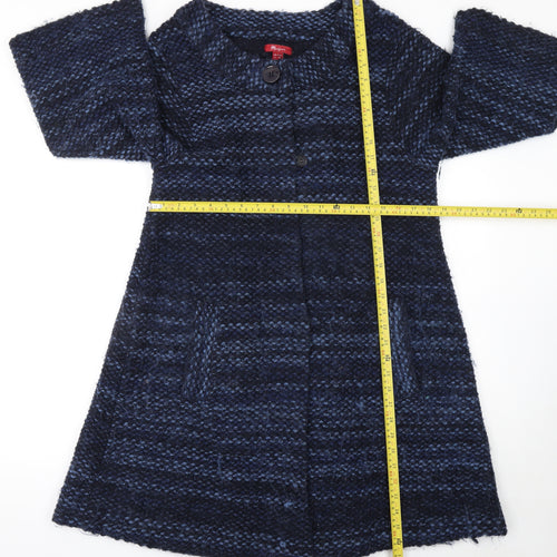 Monsoon Women Blue Chunky Knit Wool Blend Cape Jumper Size 14