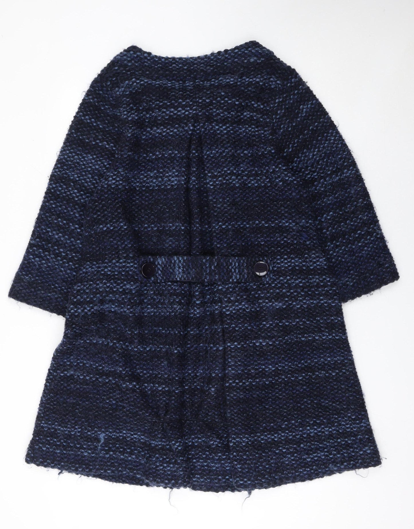 Monsoon Women Blue Chunky Knit Wool Blend Cape Jumper Size 14