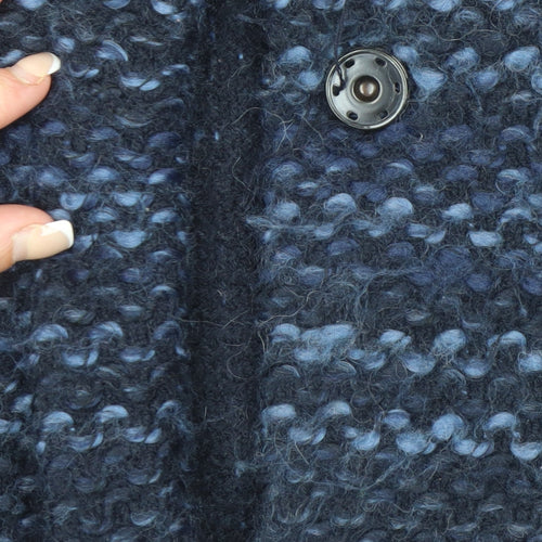 Monsoon Women Blue Chunky Knit Wool Blend Cape Jumper Size 14