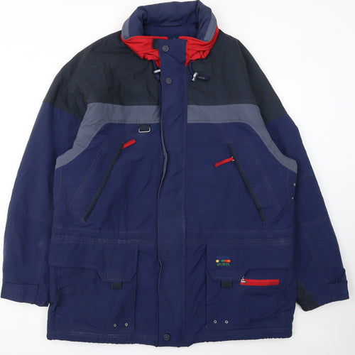 Melka Men's Blue Winter Parka Jacket Size 52 Regular Fit Full Zip Hooded