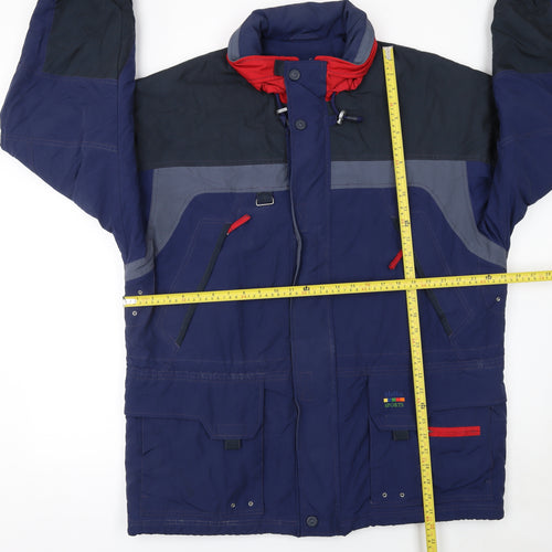 Melka Men's Blue Winter Parka Jacket Size 52 Regular Fit Full Zip Hooded