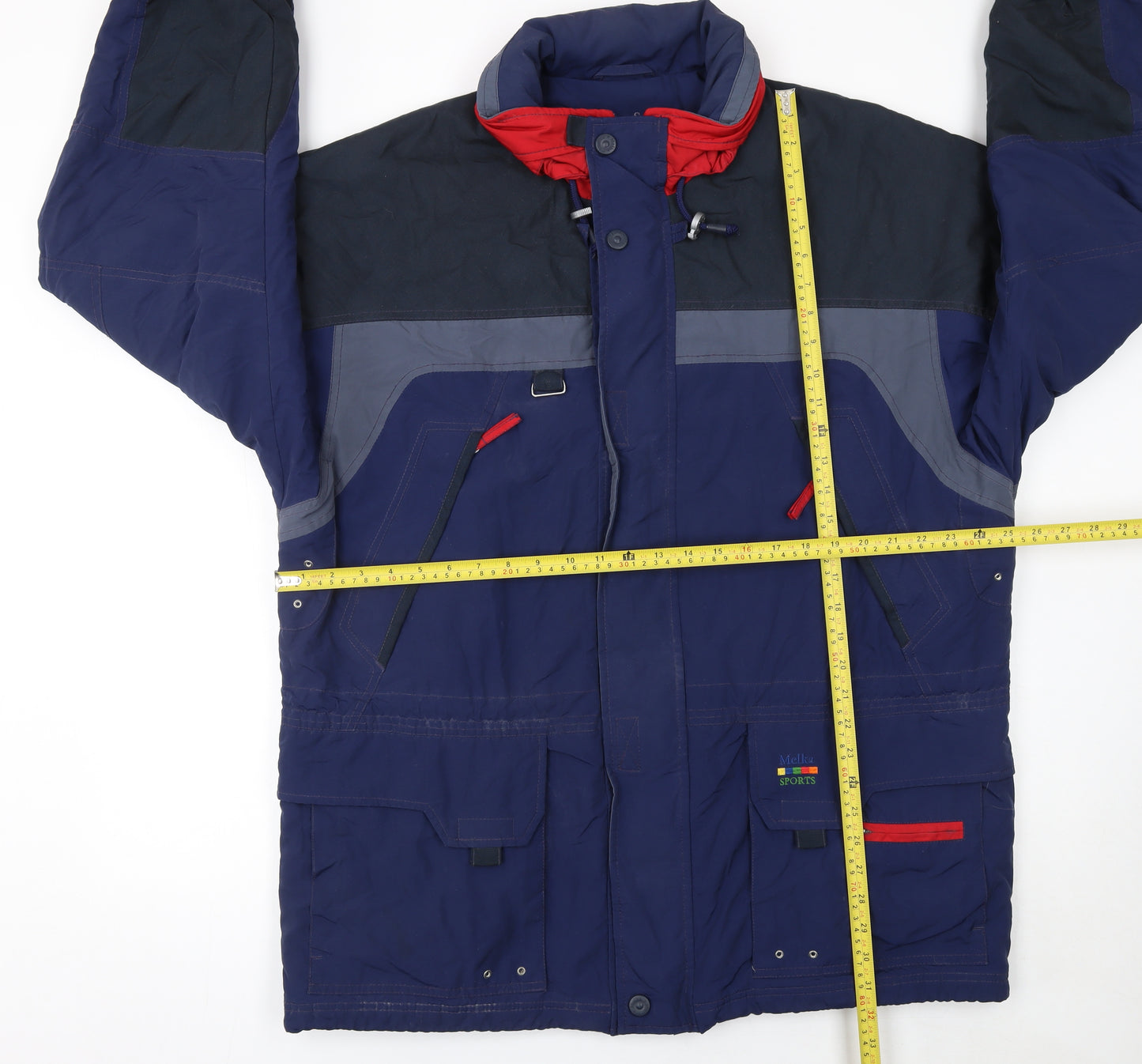 Melka Men's Blue Winter Parka Jacket Size 52 Regular Fit Full Zip Hooded