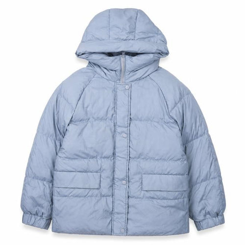 MILK Womens Blue Hooded Puffer Jacket Size S Winter Casual Coat