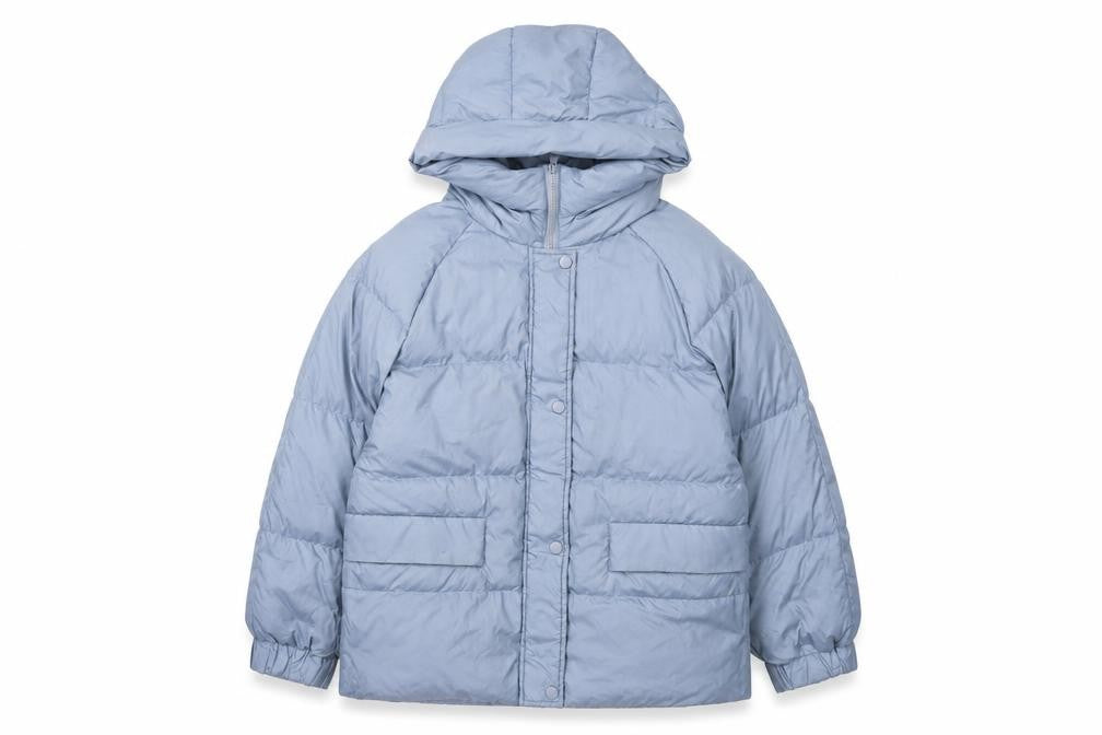 MILK Womens Blue Hooded Puffer Jacket Size S Winter Casual Coat