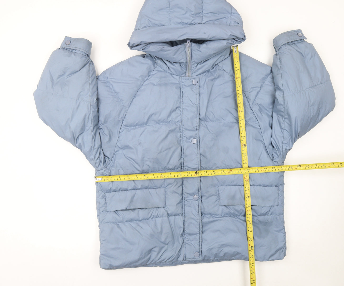 MILK Womens Blue Hooded Puffer Jacket Size S Winter Casual Coat