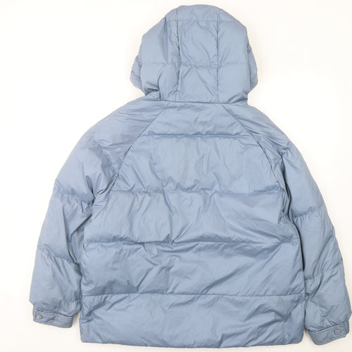 MILK Womens Blue Hooded Puffer Jacket Size S Winter Casual Coat