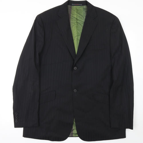 Ted Baker Men’s Black Pinstripe 44L Wool Suit Jacket