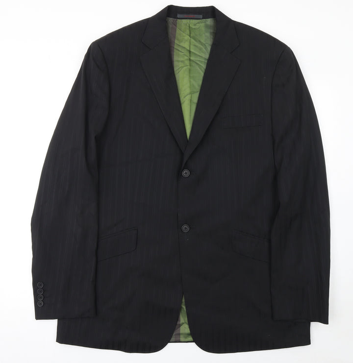 Ted Baker Men’s Black Pinstripe 44L Wool Suit Jacket