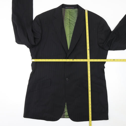 Ted Baker Men’s Black Pinstripe 44L Wool Suit Jacket