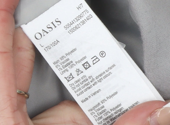 Oasis Women Grey Belted Short Coat L Classic Lined Polyester Blend