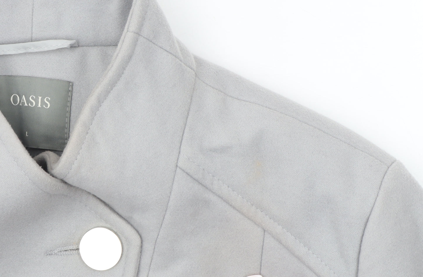 Oasis Women Grey Belted Short Coat L Classic Lined Polyester Blend