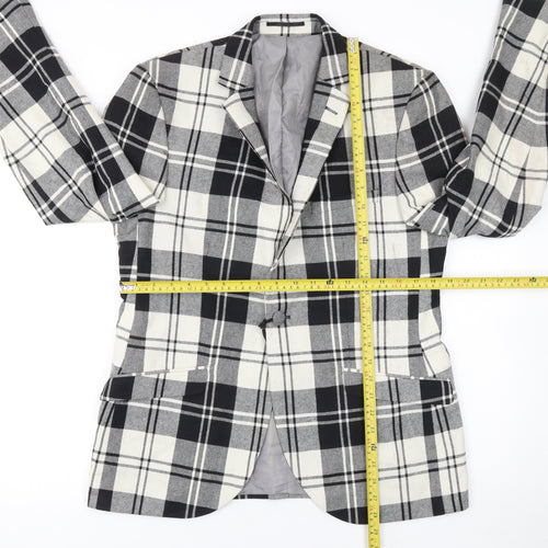Heart and Dagger Men's Black Check Wool Blend Slim Fit Blazer Jacket