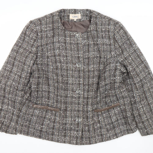 Marks and Spencer Womens Brown Bouclé Blazer Jacket Size 18 Classic Check