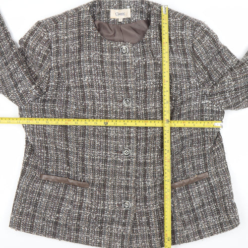 Marks and Spencer Womens Brown Bouclé Blazer Jacket Size 18 Classic Check