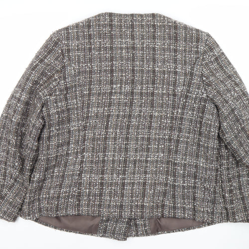 Marks and Spencer Womens Brown Bouclé Blazer Jacket Size 18 Classic Check