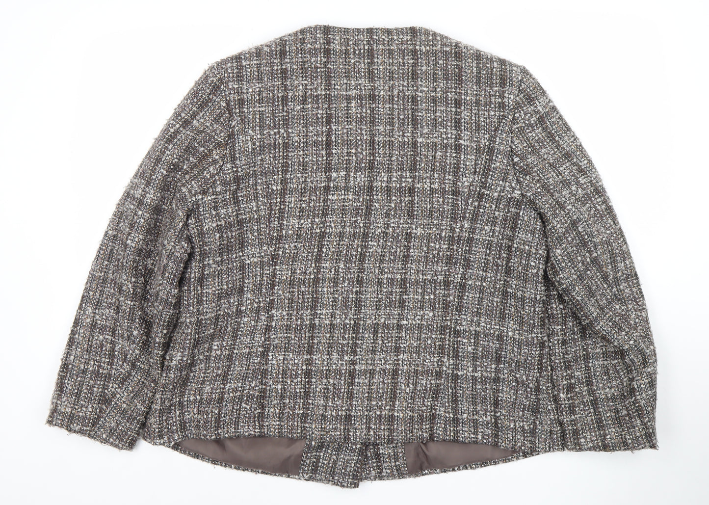 Marks and Spencer Womens Brown Bouclé Blazer Jacket Size 18 Classic Check