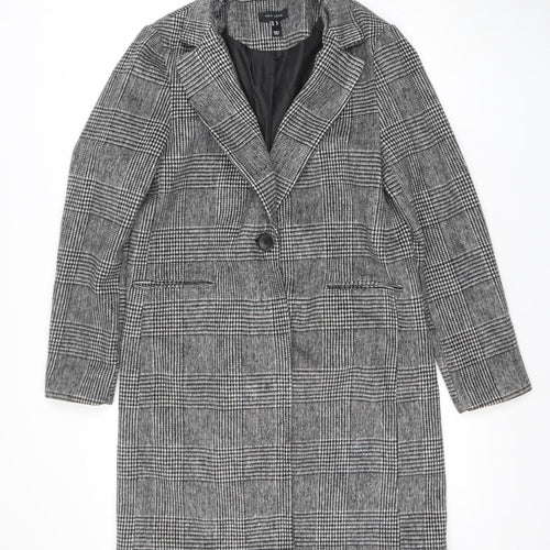 New Look Women’s Grey Check Blazer UK 10 Classic Mid-Length Jacket