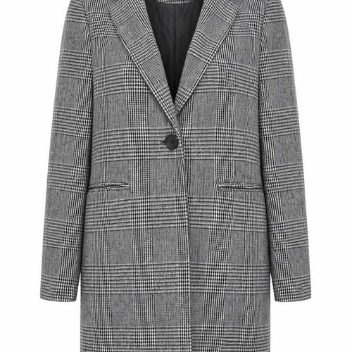 New Look Women’s Grey Check Blazer UK 10 Classic Mid-Length Jacket