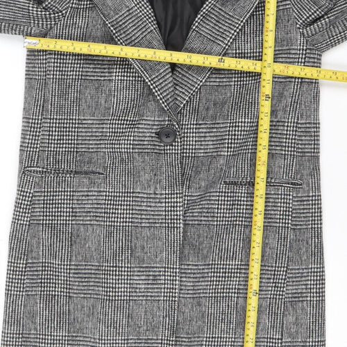 New Look Women’s Grey Check Blazer UK 10 Classic Mid-Length Jacket