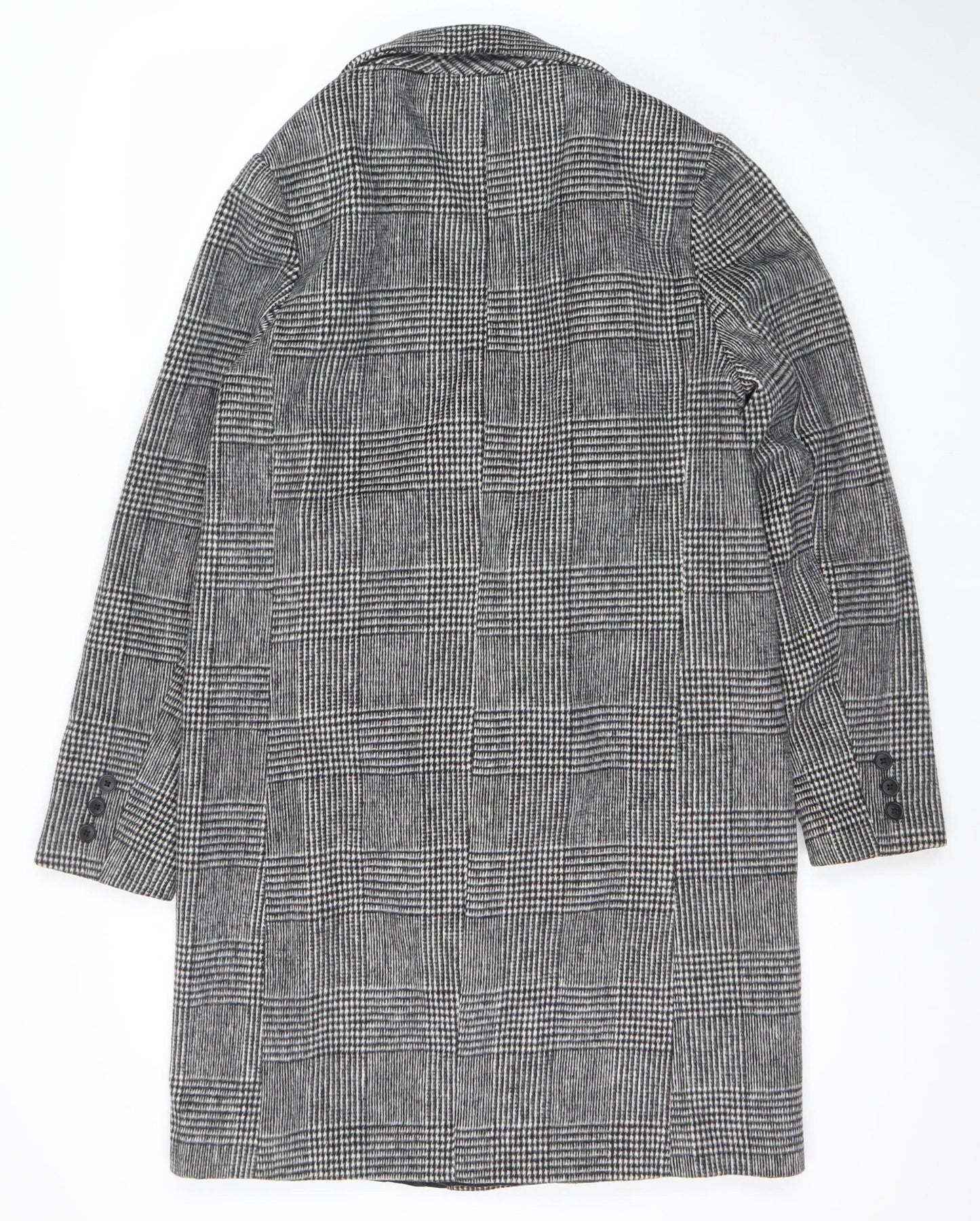 New Look Women’s Grey Check Blazer UK 10 Classic Mid-Length Jacket