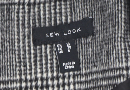 New Look Women’s Grey Check Blazer UK 10 Classic Mid-Length Jacket