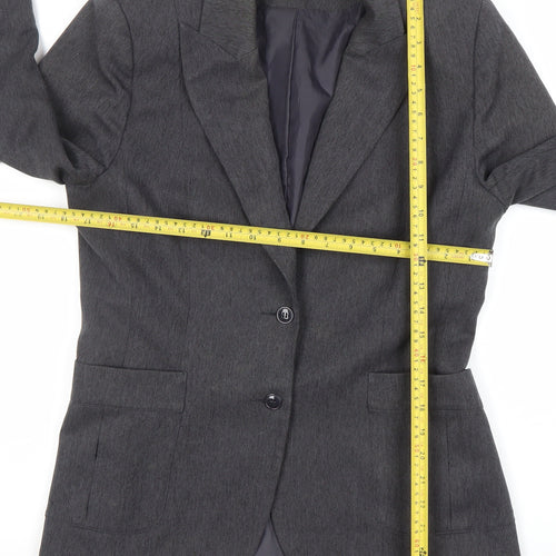 Hennes Women's Grey Two-Button Blazer Jacket Size 14 Polyester