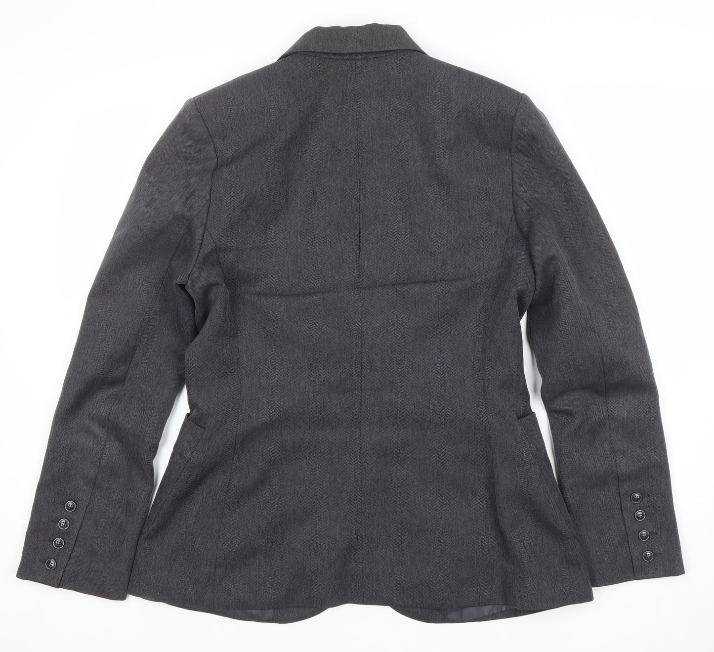 Hennes Women's Grey Two-Button Blazer Jacket Size 14 Polyester