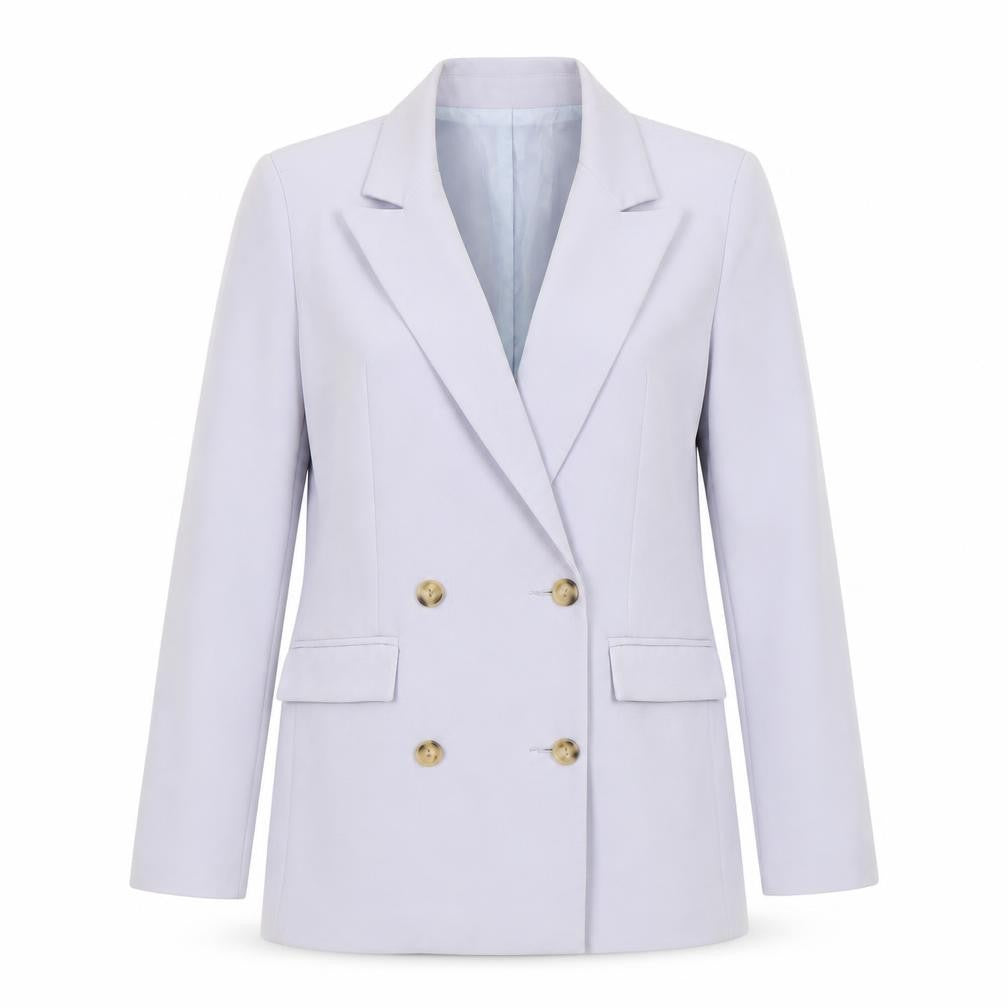 Front view of Topshop Women Lavender Double-Breasted Blazer Jacket UK 10