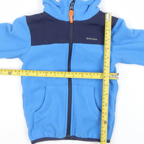 Quechua Boys Blue Hooded Fleece Hiking Jacket 10 Years Full Zip