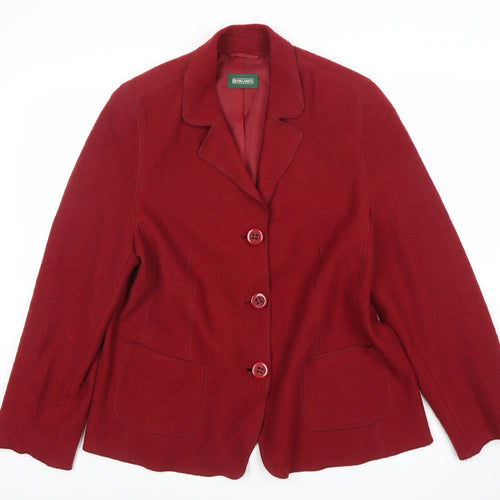 Rowland's Women's Red Wool Blazer Size 14 Single Breasted Jacket