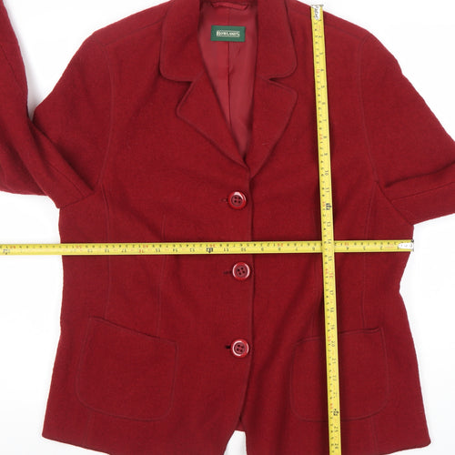 Rowland's Women's Red Wool Blazer Size 14 Single Breasted Jacket