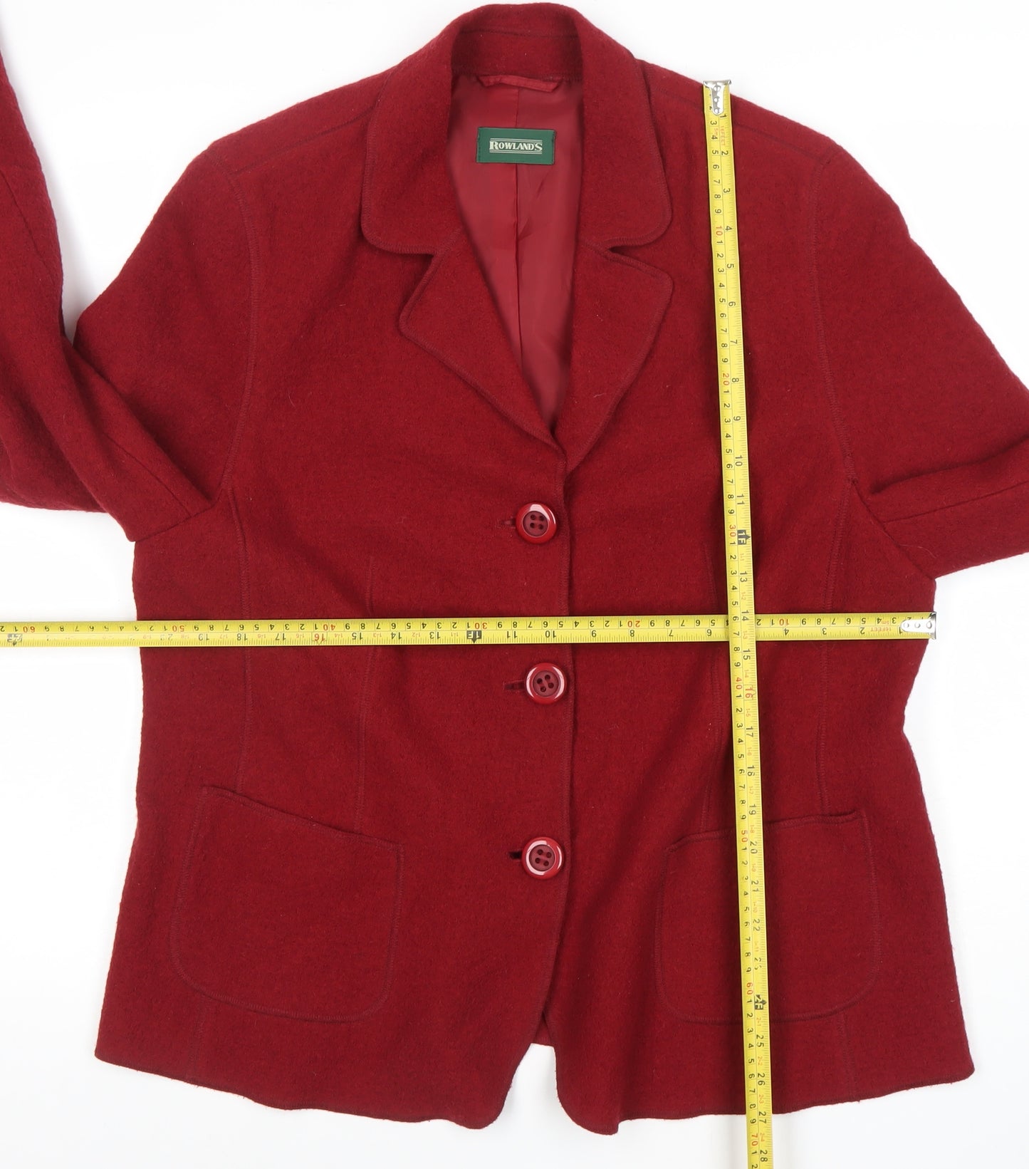 Rowland's Women's Red Wool Blazer Size 14 Single Breasted Jacket
