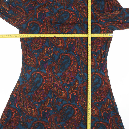 Next Womens Multicoloured Paisley Long Sleeve Shift Dress Size 12