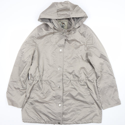 Four Seasons Women’s Beige Hooded Rain Coat Size L Lightweight Water Resistant