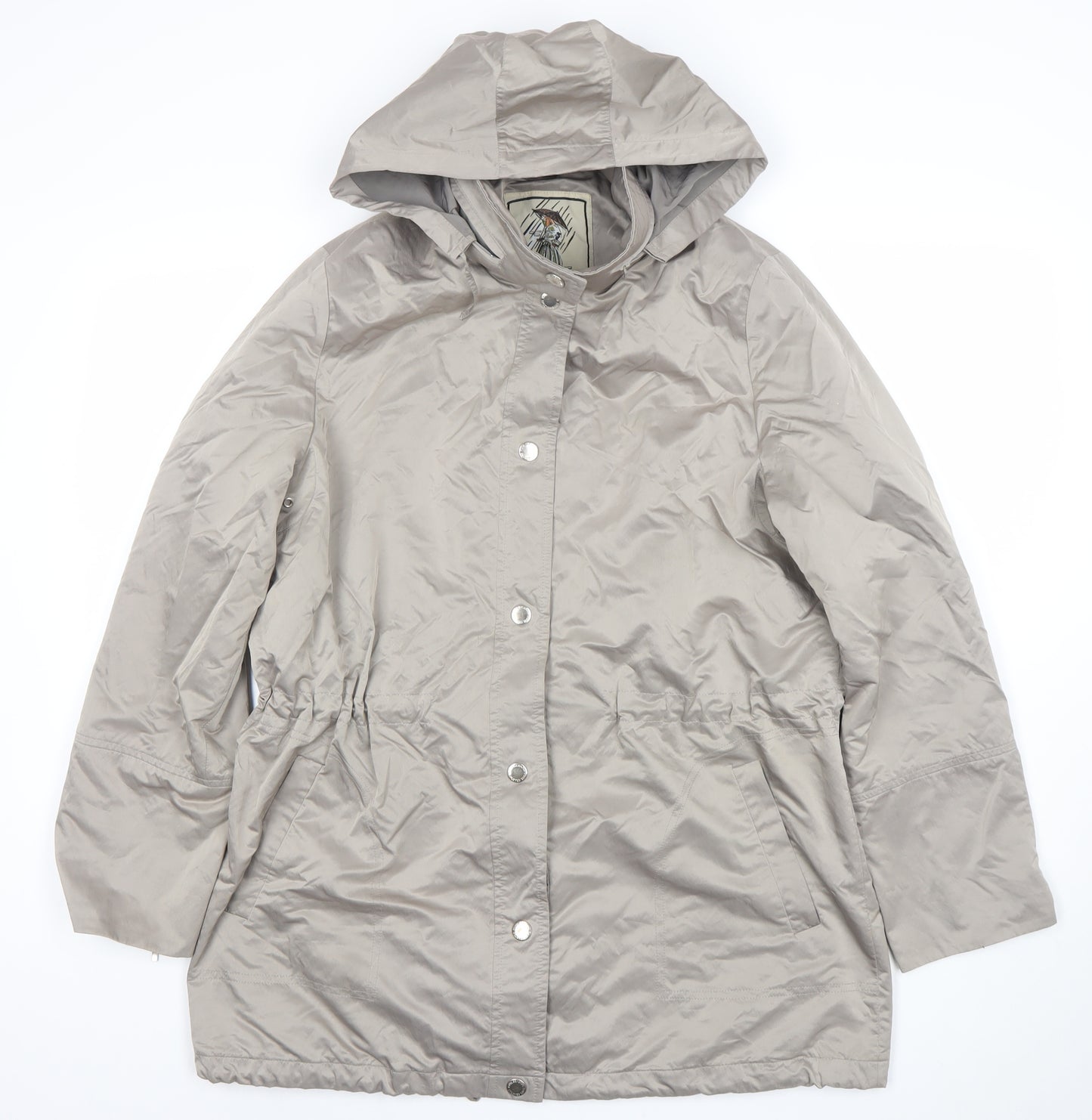 Four Seasons Women’s Beige Hooded Rain Coat Size L Lightweight Water Resistant