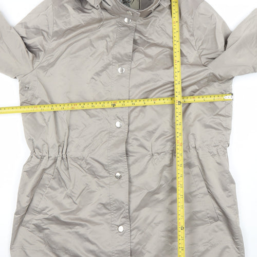 Four Seasons Women’s Beige Hooded Rain Coat Size L Lightweight Water Resistant