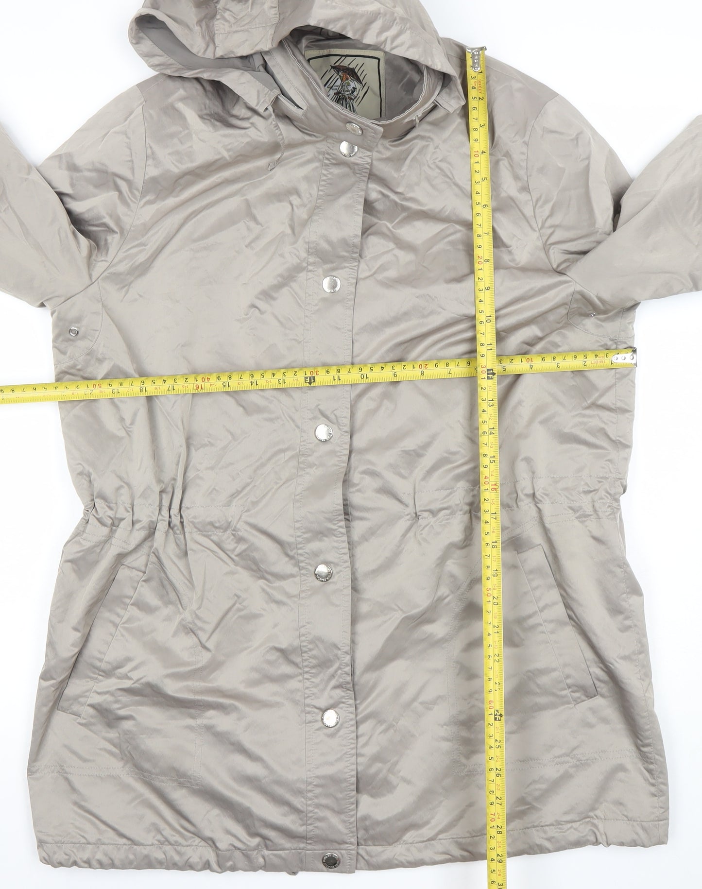 Four Seasons Women’s Beige Hooded Rain Coat Size L Lightweight Water Resistant
