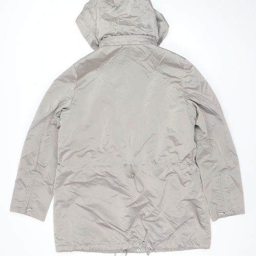 Four Seasons Women’s Beige Hooded Rain Coat Size L Lightweight Water Resistant