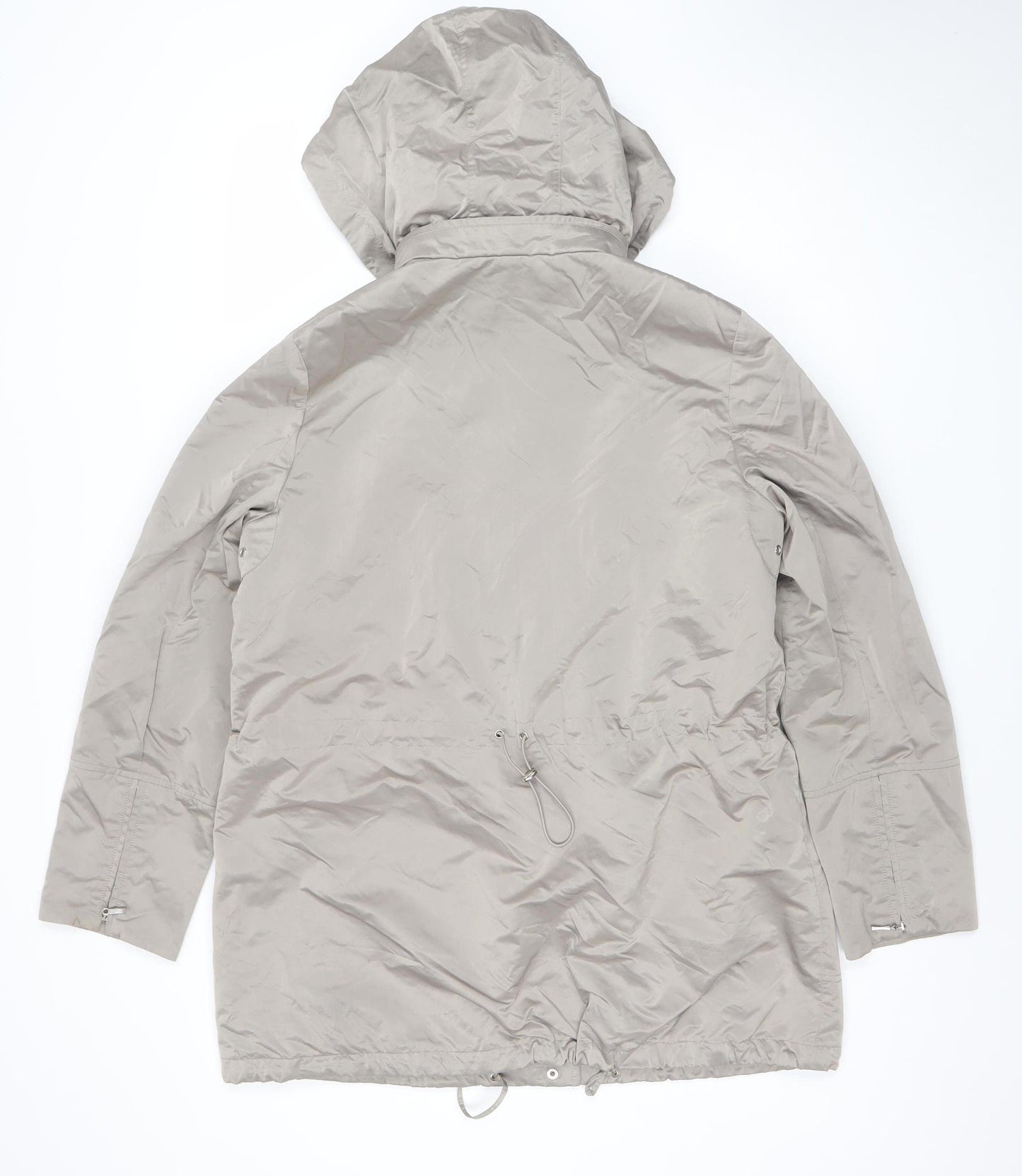 Four Seasons Women’s Beige Hooded Rain Coat Size L Lightweight Water Resistant