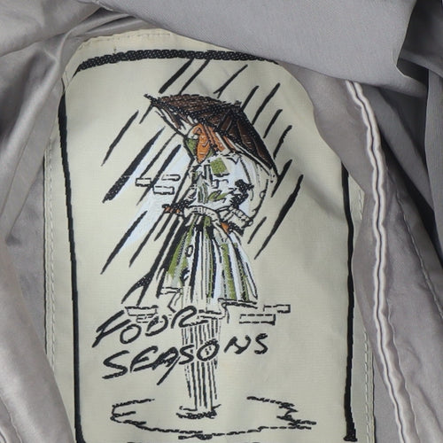 Four Seasons Women’s Beige Hooded Rain Coat Size L Lightweight Water Resistant