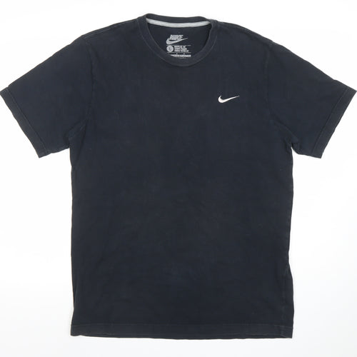 Nike Men Black Regular Fit Cotton Crew Neck Short Sleeve T-Shirt L