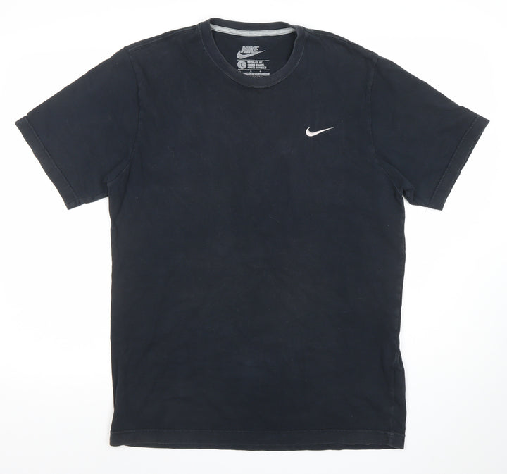Nike Men Black Regular Fit Cotton Crew Neck Short Sleeve T-Shirt L