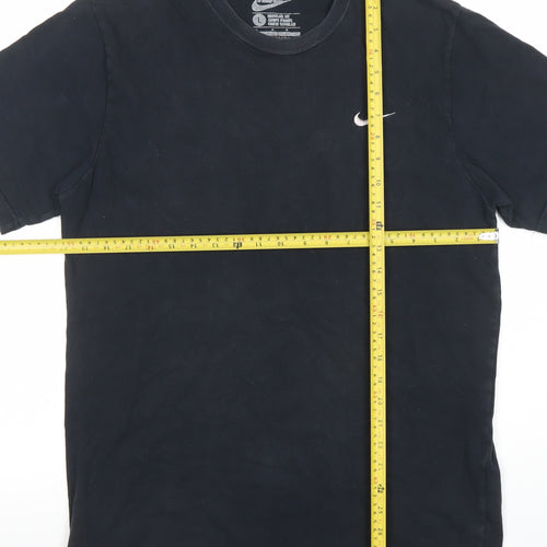 Nike Men Black Regular Fit Cotton Crew Neck Short Sleeve T-Shirt L