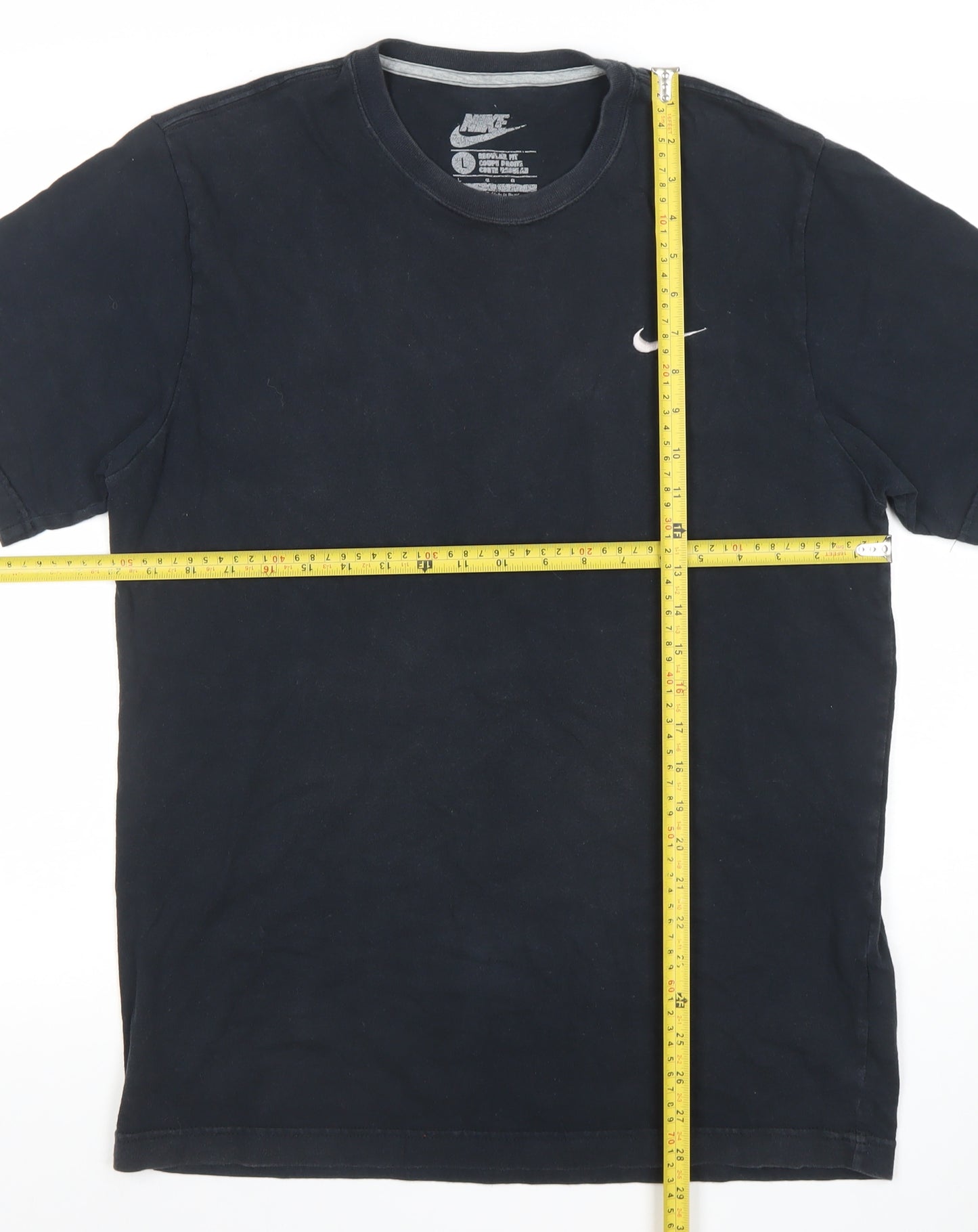 Nike Men Black Regular Fit Cotton Crew Neck Short Sleeve T-Shirt L