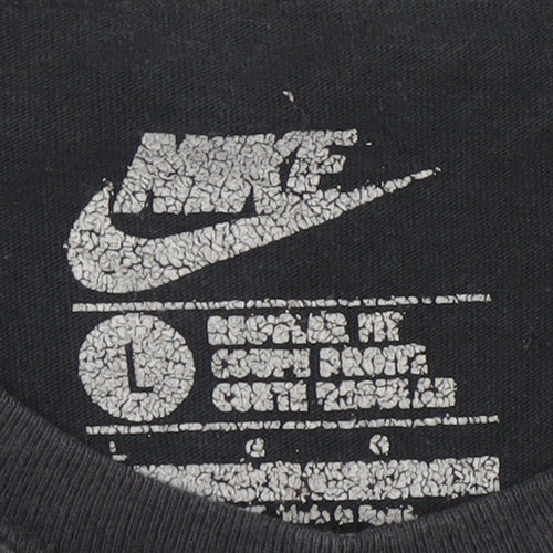 Nike Men Black Regular Fit Cotton Crew Neck Short Sleeve T-Shirt L