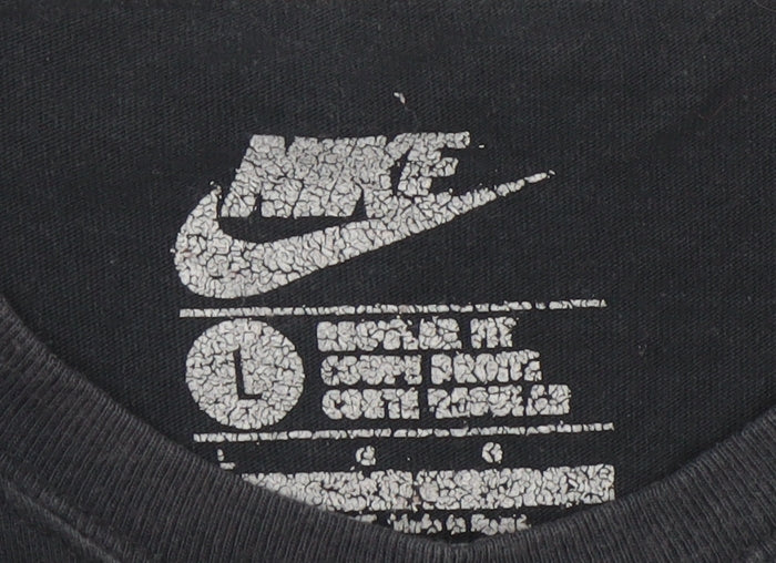 Nike Men Black Regular Fit Cotton Crew Neck Short Sleeve T-Shirt L