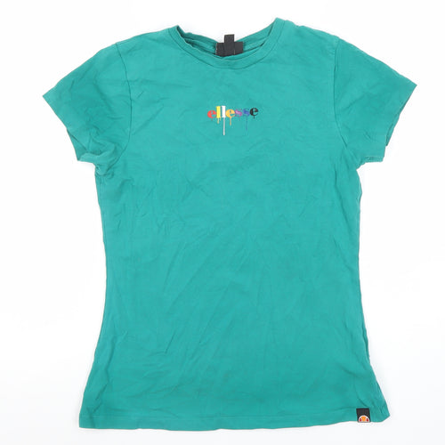 Ellesse Womens Green Cotton Short Sleeve Slim Fit T-Shirt Size 10